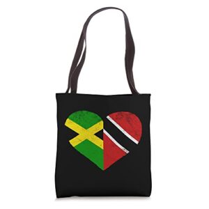 jamaican trinidadian heart jamaica trinidad flag tote bag