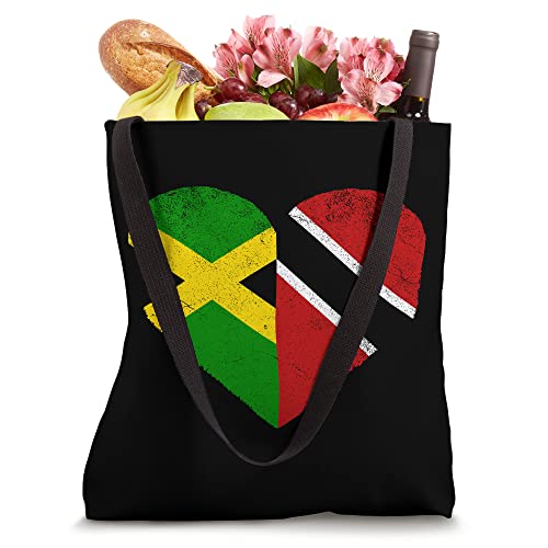 Jamaican Trinidadian Heart Jamaica Trinidad Flag Tote Bag