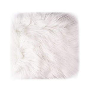 12’’ small faux fur sheepskin cushion soft plush area rug, white photo background for small product desktop photography, jewelry, watches, cosmetics, ornament, nail art, display and decor (square)