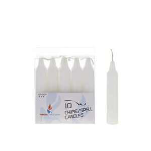 mega candles 10 pcs unscented white mini taper candle, 4 inch tall x 3/4 inch diameter, great for casting chimes, rituals, spells, vigil, witchcraft, wiccan supplies, wax play & more