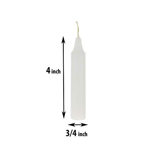 Mega Candles 10 pcs Unscented White Mini Taper Candle, 4 Inch Tall x 3/4 Inch Diameter, Great for Casting Chimes, Rituals, Spells, Vigil, Witchcraft, Wiccan Supplies, Wax Play & More