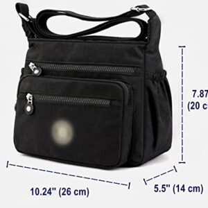 Crossbody Bag for Women Waterproof Multi-Pocket Messenger Bag Large Capacity Lightweight Shoulder Bag Solid Color Handbag for Daily Use Work Travel (Gray)