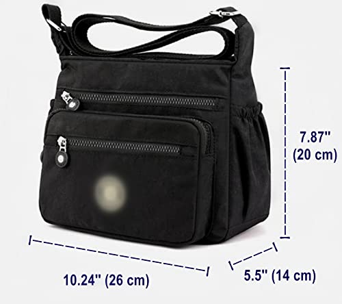 Crossbody Bag for Women Waterproof Multi-Pocket Messenger Bag Large Capacity Lightweight Shoulder Bag Solid Color Handbag for Daily Use Work Travel (Gray)