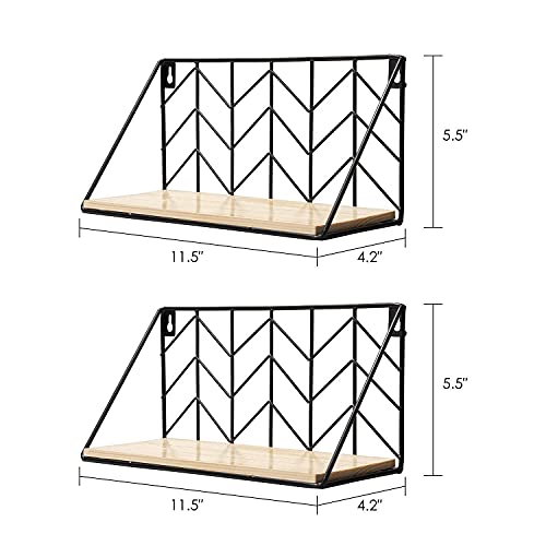 TIMEYARD Floating Shelves Wall Mounted Set of 2 Rustic Arrow Design Wood Storage for Bedroom, Living Room, Bathroom, Kitchen, Office, etc