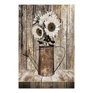 Country Sunflower Wall Art Decor for Home Rustic Farmhouse Wall Decor Canvas Print for Bedroom Living Room Kitchen Bathroom Country White Floral Picture Poster Modern Home Decor Framed Ready to Hang