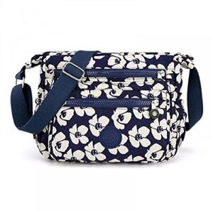 crossbody bag for women waterproof multi-pocket messenger bag large capacity lightweight shoulder bag handbags for daily use work travel (floral white)