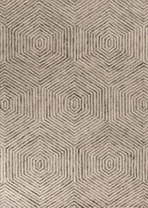 new home geometric honeycomb hand-tufted wool area rug – 5′ x 7′