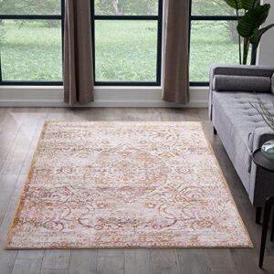 edenbrook area rugs for living room – cream area rug – thick pile perfect for high traffic areas, 5×8 rug