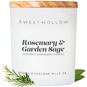 rosemary sage candle | scented candle for home | highly scented & long lasting coconut wax luxury candle | medium