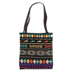 sardine love pattern tribal vintage retro classic tote bag