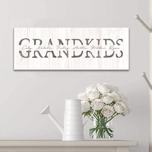 Personalized GRANDKIDS Art | Customized with all Grandchildren’s Names |Unique and Customized Gift for Grandparents, Grandpa, or Grandma on Mother’s Day | Canvas or Wood Block Mount | Personal Prints (Whitewashed Wood, 6.5"x18" Block Mount)