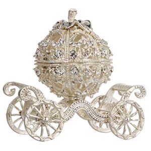 kisangel silver rhinestone princess crystal pumpkin carriage trinket jewelry box collectible figurine decorative jewelry ring display holder table sculpture