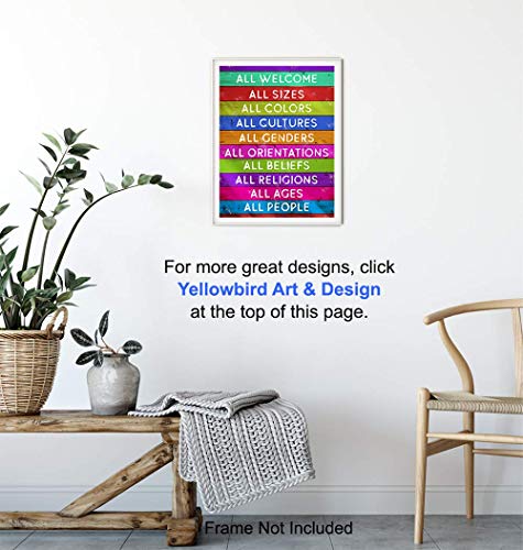 Welcome Sign - Liberal Wall Decor Picture - Gift for LGBTQ, Queer, Gay, Bi, Lesbian, African American, Black, Latino - 8x10 Paper Plaque Art Poster Print for Home, Office, Store, Bar - Unframed