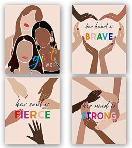 tanxm girl power diversity poster,inspirational feminist art printing,feminist equality art,feminist quote poster ,perfect for girl bedroom or study decor,set of 4 (8″x 10″, no frame