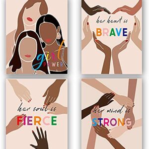 TANXM Girl Power Diversity Poster,Inspirational Feminist Art printing,Feminist Equality Art,Feminist Quote Poster ,Perfect for Girl Bedroom or Study Decor,Set of 4 (8"X 10", No Frame