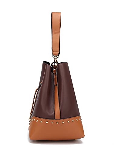 MKF Crossbody Bucket Hobo Bag for Women Handbag & Wristlet Wallet Purse Set – PU Leather Top Handle Shoulder Strap