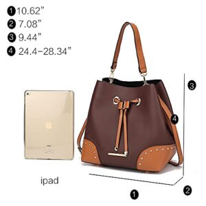 MKF Crossbody Bucket Hobo Bag for Women Handbag & Wristlet Wallet Purse Set – PU Leather Top Handle Shoulder Strap