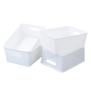 gloreen white plastic basket, 8 quart weave storage baskets, 4 packs