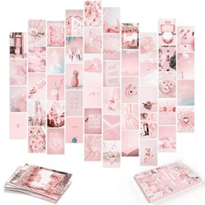 lovedmore photo collage kit pastel pink for wall aesthetic 50 pictures | pink room decor gifts for girls | photo wall art for teen girls bedroom decor
