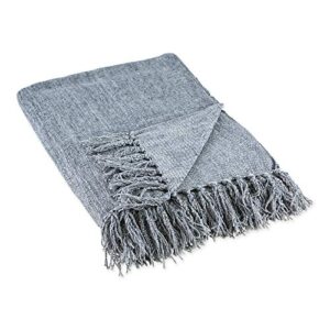 dii chenille throw collection solid fringed, 50×60, denim blue