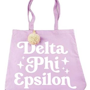 Delta Phi Epsilon Retro Pom Pom Tote Bag