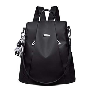 ifoxer women backpack purse waterproof nylon anti-theft rucksack lightweight shoulder bag (black)