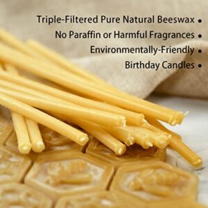 DEYBBY Beeswax Birthday Candles – 100 Count Beeswax Candles - Dripless and Smokeless Eco Beeswax Taper Candles for Home, Dinner, Cake, Prayer, Church, Hanukkah, Christmas…