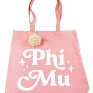 Sorority Shop Phi Mu Retro Pom Pom Tote Bag