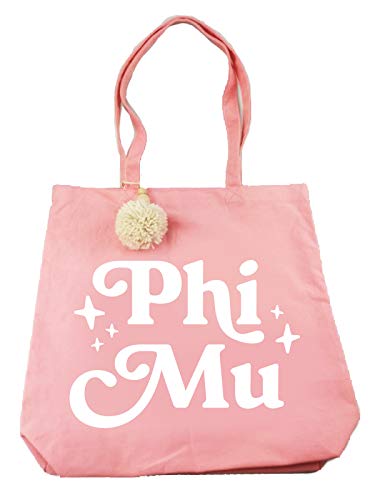 Sorority Shop Phi Mu Retro Pom Pom Tote Bag