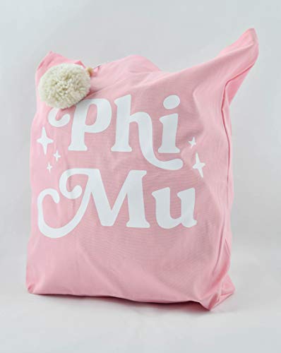 Sorority Shop Phi Mu Retro Pom Pom Tote Bag