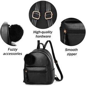 IHAYNER Mini Backpack Purse for Girls Teens Women Purses PU Leather Pom Backpack Shoulder Bag with Charm Tassel