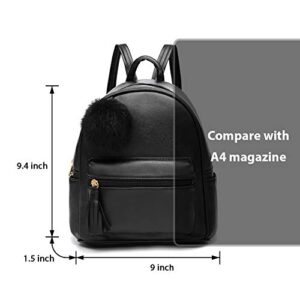 IHAYNER Mini Backpack Purse for Girls Teens Women Purses PU Leather Pom Backpack Shoulder Bag with Charm Tassel