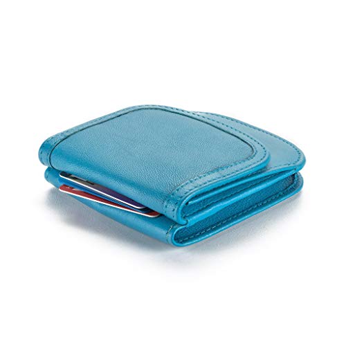 Taxi Wallet - Soft Leather, Blue Moon – A Simple, Compact, Front Pocket, Folding Wallet, that holds Cards, Coins, Bills, ID – for Men & Women