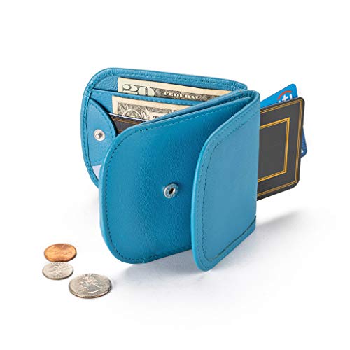 Taxi Wallet - Soft Leather, Blue Moon – A Simple, Compact, Front Pocket, Folding Wallet, that holds Cards, Coins, Bills, ID – for Men & Women