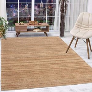 antep rugs natural 8×10 indoor hand woven fiber jute area rug (natural, 7’10” x 10′)