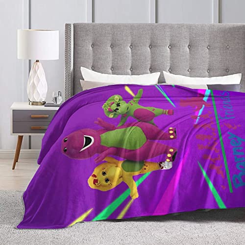 Barney and Friends Flannel Throw Blanket Fringe Lightweight Cozy Ultra Soft Couch Bed Sofa Chair for Kids Boys Girls Adults 80"X60"