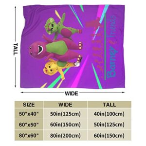 Barney and Friends Flannel Throw Blanket Fringe Lightweight Cozy Ultra Soft Couch Bed Sofa Chair for Kids Boys Girls Adults 80"X60"