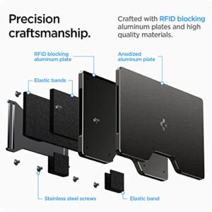 Spigen RFID Blocking Metal Wallet S Slim Minimalist Credit Card Holder for Men and Women with Cash Strap - Black