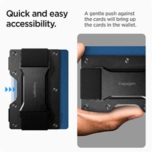 Spigen RFID Blocking Metal Wallet S Slim Minimalist Credit Card Holder for Men and Women with Cash Strap - Black