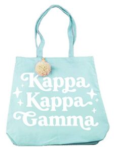 sorority shop kappa kappa gamma retro pom pom tote bag