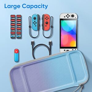 Fintie Carrying Case for Nintendo Switch OLED Model 2021/Switch 2017, [Shockproof] Hard Shell Protective Cover Travel Bag w/10 Game Card Slots for Switch Console Joy-Con & Accessories, Evening Ombre