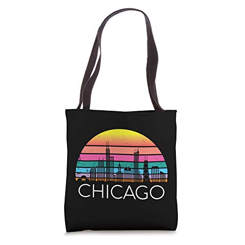 Retro Chicago Architecture Skyline Vintage Deep Pizza River Tote Bag