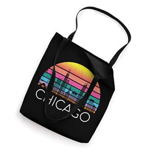 Retro Chicago Architecture Skyline Vintage Deep Pizza River Tote Bag