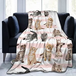 Docsckus Fuzzy Throw Blanket 350 GSM Fleece Ultra-Soft Microfiber Blanket for Adults Kids Gift Couch, Sofa, Bed Cute Cat 50"x40"