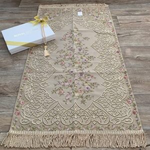 royal sejadah prayer mats, prayer rug, janamaz, islamic gift set (cream)