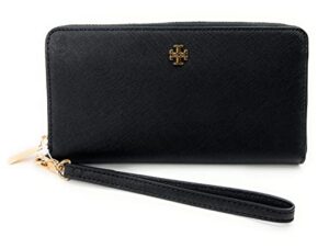 tory burch women’s emerson wristlet zip continental (black)