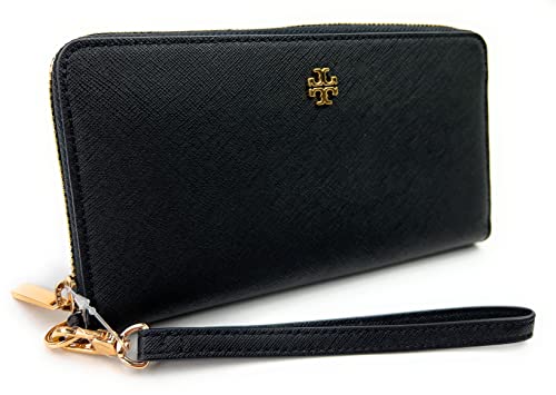 Tory Burch Women's Emerson Wristlet Zip Continental (Black)