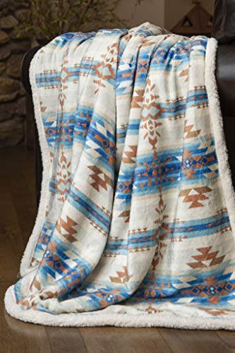 Carstens Wrangler Stack Rock Southwestern Sherpa Throw Blanket 54x68