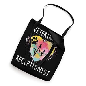 Veterinary Receptionist Paw Print Heartbeat Heart Watercolor Tote Bag