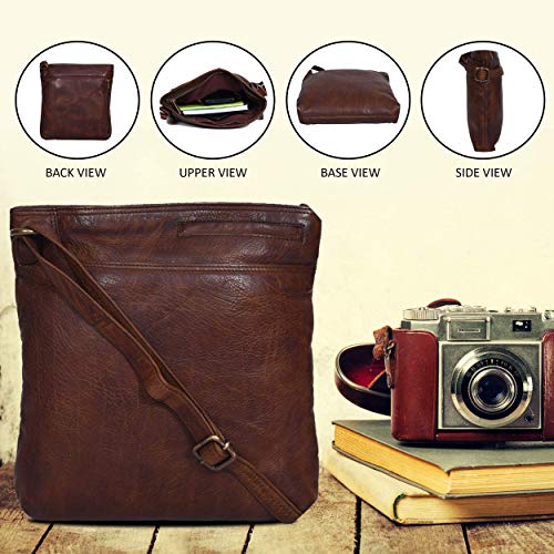 Brown Vintage Stylish Sling Bag for Women Over the Shoulder Purses Detachable Strap